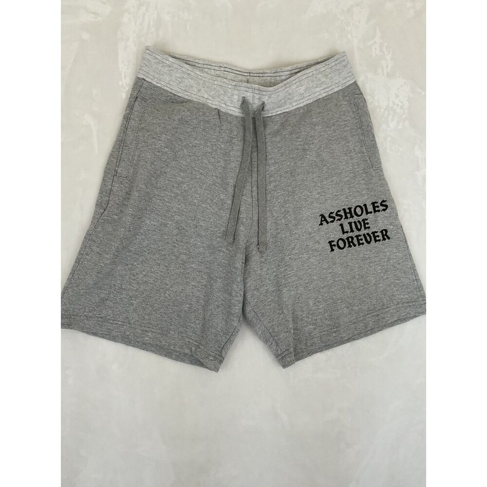 Assholes*s Live Forever Gray Drawstring Sweat Shorts Active Gym Workout Men's L